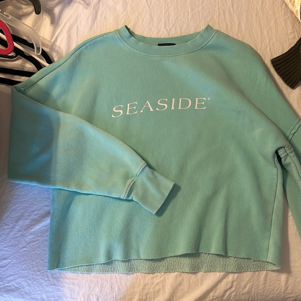 Teal Seaside cropped sweatshirt